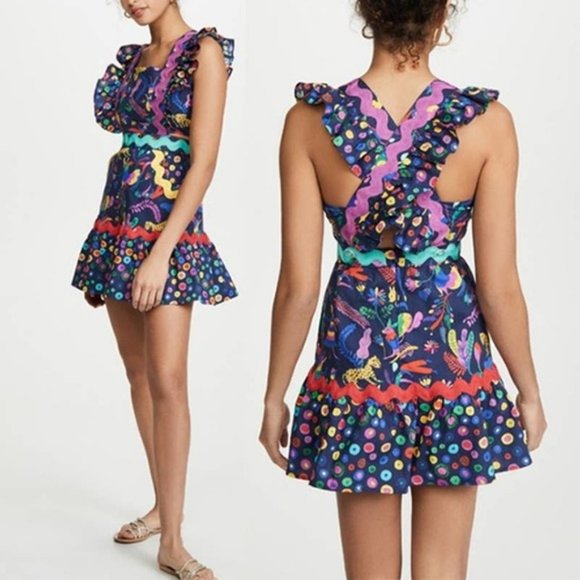 Celia B Women's Blue Amatista Printed Mini Jumper Dress Size: XS NWOT - Picture 1 of 8